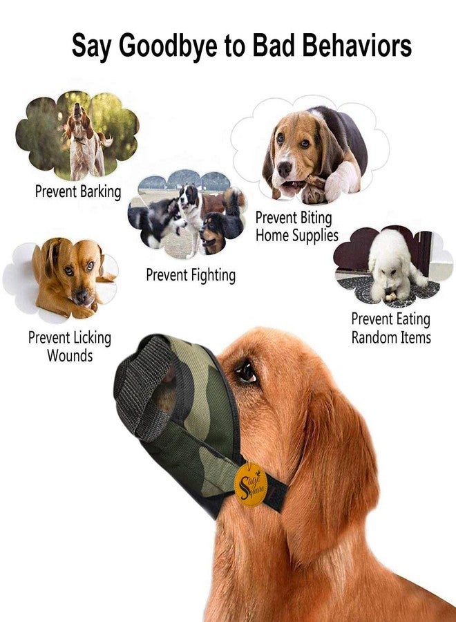 Sage Square Dog Army Muzzle, Soft Mesh Covered, Poisoned Bait Protection with Adjustable Straps, Prevent Biting Chewing & Licking for Small Medium Large Dogs (Army Muzzle, Small) - Image 5